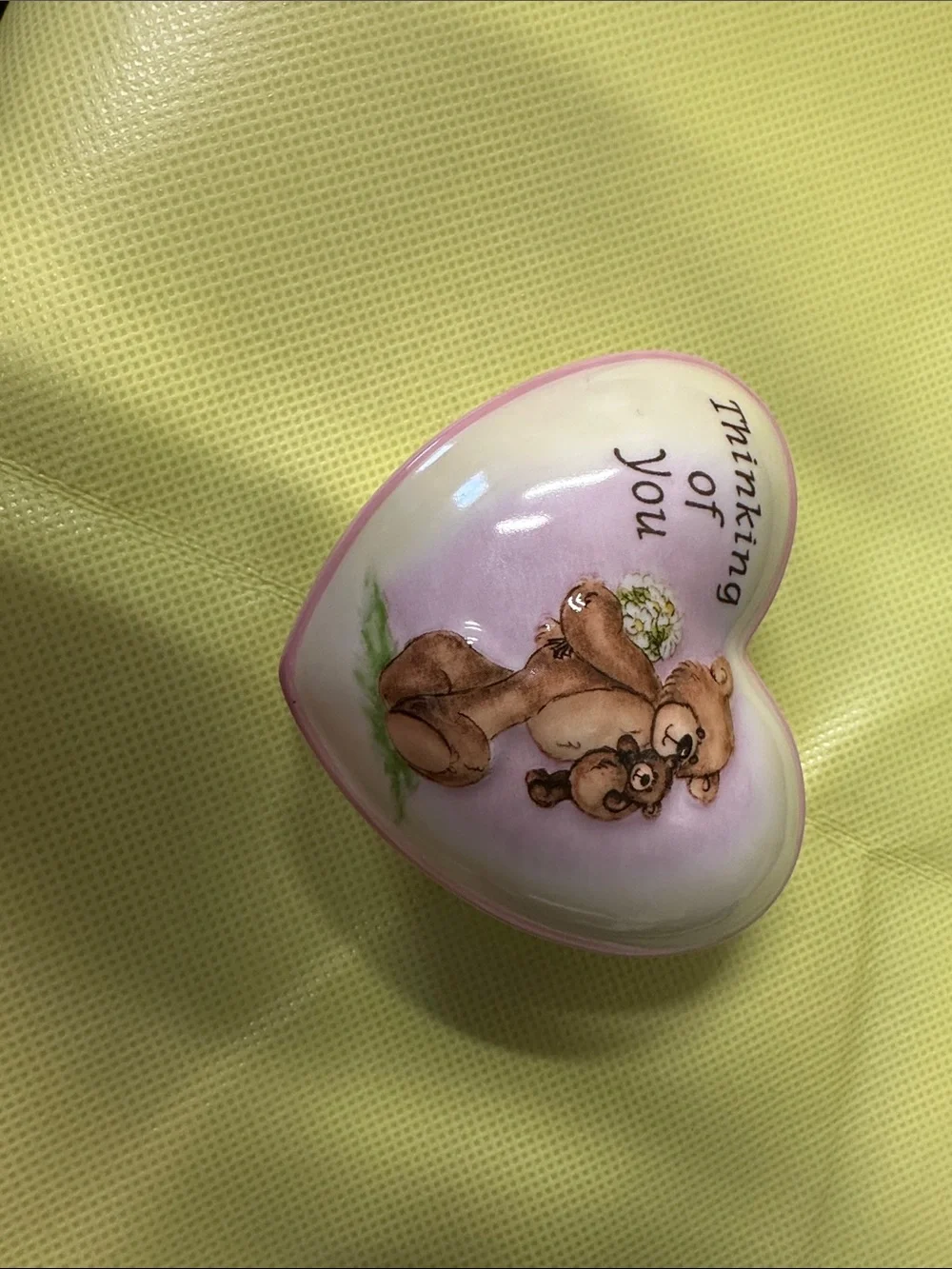 Heart-Shaped Ceramic Trinket Dish in Pink and Cream